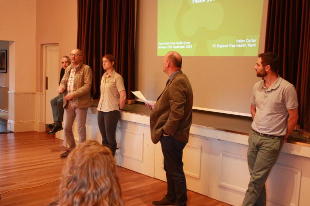 Forestry Journal: L–R: Paul Beales (APHA), and Andrew Hoppitt, Helen Carter, Craig Harrison and Rob Coventry (all Forestry Commission).
