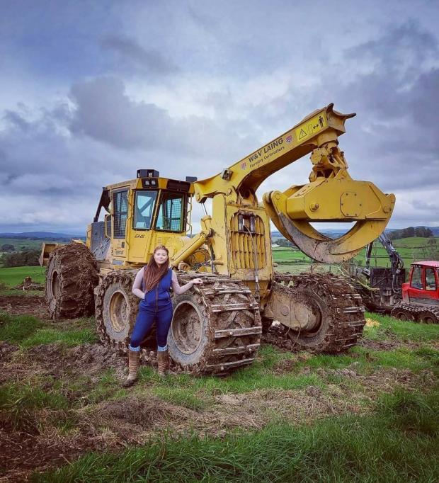 Forestry Journal: Willie Laing’s Tigercat 615E grapple skidder is a favourite of Laura’s. She’ll take any opportunity to jump on the machine and put it to work.