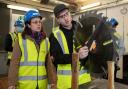 Kate Forbes with apprentice Jamie Duncan during the visit