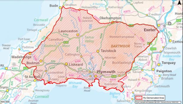 Forestry Journal: The area now covered by the notice in the south west of England 