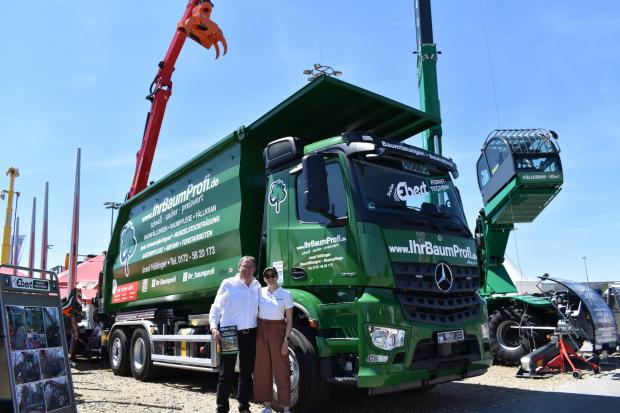 Forestry Journal: Stefan Ebert and his daughter Jasmin with Ebert’s impressive felling truck, already being used in some German cities.