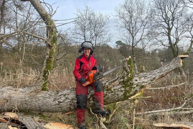 Lesley Reilly led a team in the daunting task of felling a diseased ash