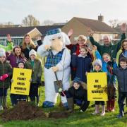 Great Uncle Bulgaria joined pupils in London to plan trees