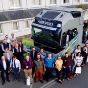 Attendees with the Volvo truck, which put in an appearance at the conference (picture courtesy of Neil Stoddart).