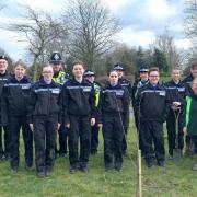 Jo Williams (2nd from right) from Solihull Council’s Planting Our Future team, with Solihull Police Cadets at a recent tree planting event