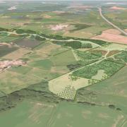 An aerial shot of plans for Wing Wood