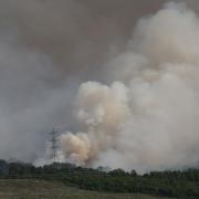 Huge wildfire that is burning on the hills near Cannich in the Scottish Highlands